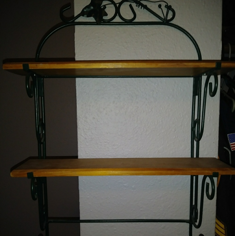 Hunter green wall shelf